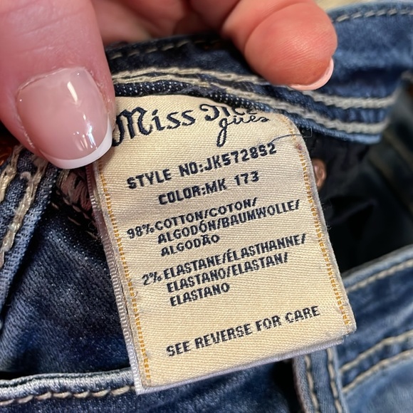 MISS ME BLING RHINESTONES SILVER STUDDED EASY BOOT DENIM JEAN - Picture 6 of 8